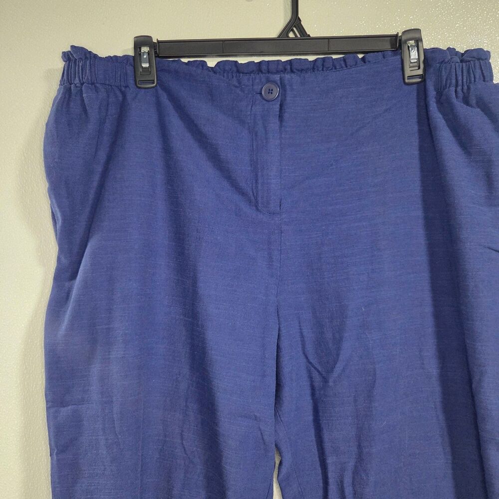 The Nines by Hatch Maternity Linen Crop Pants Navy Blue XXL 3/4 length